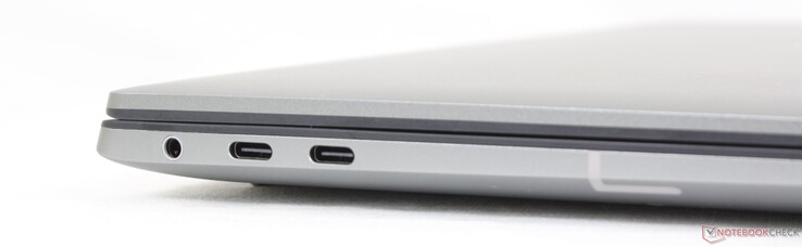 Po lewej: zestaw słuchawkowy 3,5 mm, 2x USB-C z Thunderbolt 4 + DisplayPort + Power Delivery
