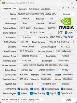 Laptop GPU-Z Nvidia GeForce RTX 4070