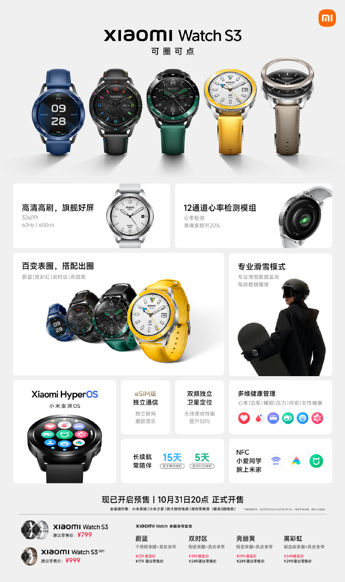 Xiaomi Watch S3 ma HyperOS i eSIM, a do tego wymienne ramki