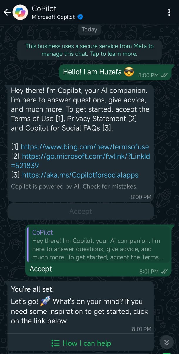 Microsoft Copilot w WhatsApp (źródło obrazu: Najnowsze Windows)