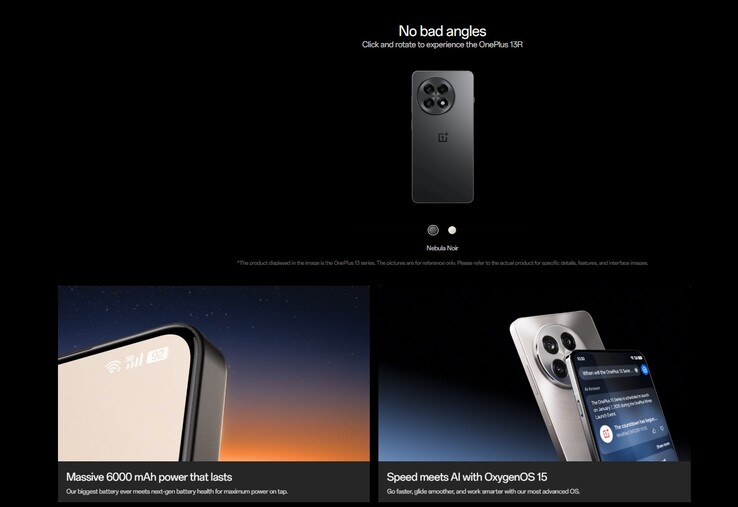Reklamowana pojemność baterii OnePlus 13R na oficjalnej stronie zwiastuna (źródło obrazu: OnePlus)