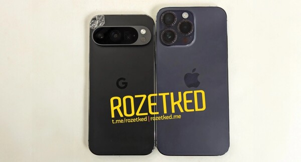 Pixel 9 Pro obok iPhone'a Pro Max. Wreszcie ci, którzy kochają mniejsze telefony, nie będą już musieli iść na kompromis w kwestii funkcji. (Źródło: Rozetked)