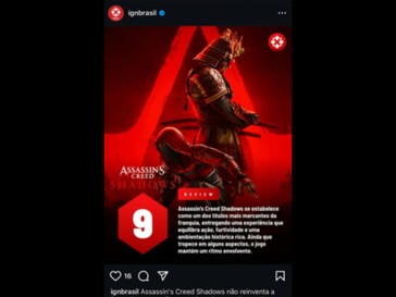 Wyciek recenzji Assassin's Creed Shadows IGN Brasil (źródło obrazu: zrzut ekranu, Assassin's Creed subreddit)