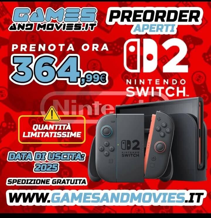 Promocja GamesandMovies.it na przedsprzedaż Nintendo Switch 2 (źródło obrazu: GamesandMovies.it)