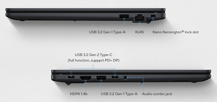 Złącza zewnętrzne Asus ExpertBook B1 (źródło: Asus)