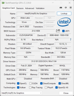 GPU-Z Iris Xe Graphics G7