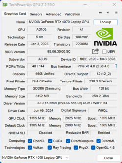 Laptop GPU-Z Nvidia GeForce RTX 4070