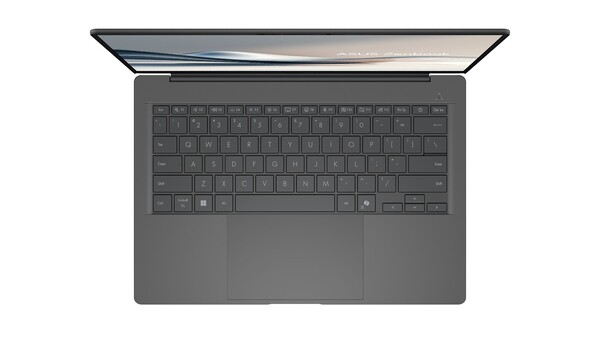 Asus twierdzi, że Zenbook A14 ma pozbawione smug klawisze i powiększony touchpad. (Źródło obrazu: Asus)