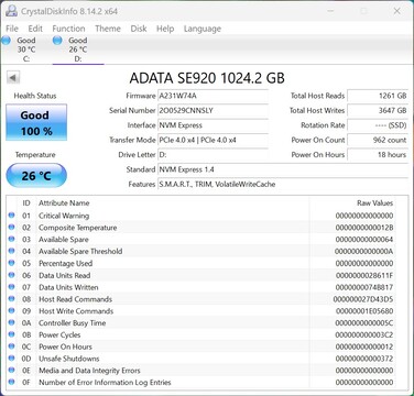 ADATA SE920 działa z PCIe 4.0 x4