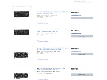 Ceny RTX 5070 Ti w Best Buy (Źródło obrazu: Zrzut ekranu, Best Buy)