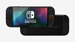 Wyciekłe rendery Nintendo Switch 2 ujawniają znacznie większy wyświetlacz niż jego poprzednik. (Źródło obrazu: 91Mobiles &amp;amp; OnLeaks)