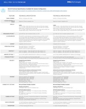 Dell Pro 13 Premium i Dell Pro 14 Premium: Specyfikacja. (Źródło obrazu: Dell)