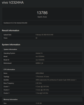 Specyfikacja MediaTek Dimensity 9300 (zdjęcie za pośrednictwem Geekbench)