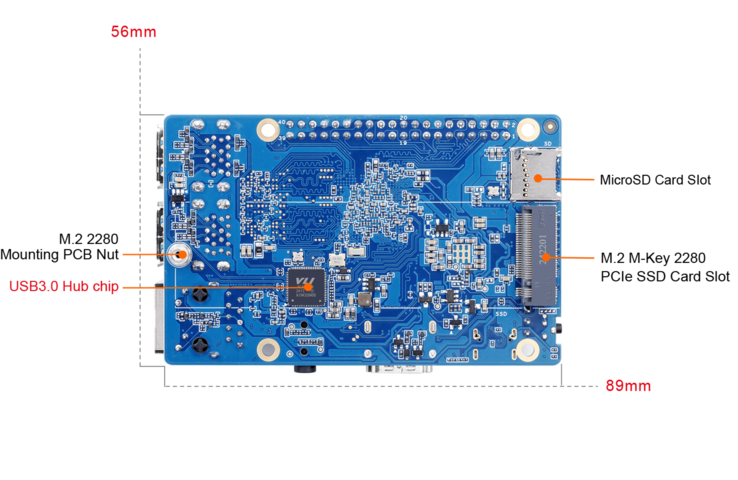 Dysk SSD jest zamontowany z tyłu. (Źródło obrazu: Orange Pi)