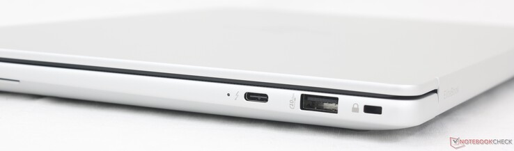 Po prawej stronie: USB-C Thunderbolt 4 z DisplayPort 2.1 + Power Delivery (40 Gb/s), USB-A (10 Gb/s), blokada bezpieczeństwa