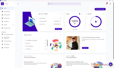 Ekran główny Lenovo Vantage
