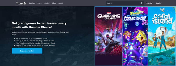 Dzięki subskrypcji Humble Choice otrzymają Państwo również do 20% zniżki w sklepie z grami Humble Bundle. (Źródło zdjęcia: Humble Bundle)