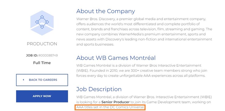 (Źródło zdjęcia: WB Games Montréal Jobs)