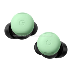 Pixel Buds Pro 2 w znanej kolorystyce &quot;Wintergreen&quot;. (Źródło zdjęcia: @OnLeaks i Android Headlines)