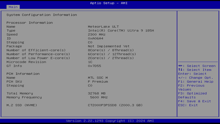 Geekom GT1 Mega - Opcje BIOS-u