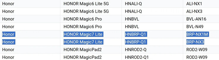 "Magic7 Lite" wydaje się identyczny jak Honor X9c w najnowszym przecieku. (Źródło: Google Play Console via MySmartPrice)