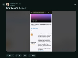 Wyciekła recenzja Avowed - post na Reddicie (źródło obrazu: subreddit Avowed)
