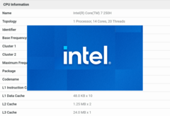 Intel Core 7 250H ma zostać wprowadzony na rynek za kilka tygodni wraz z serią Intel Core Ultra 200 Arrow Lake. (Źródło obrazu: Intel/Geekbench)