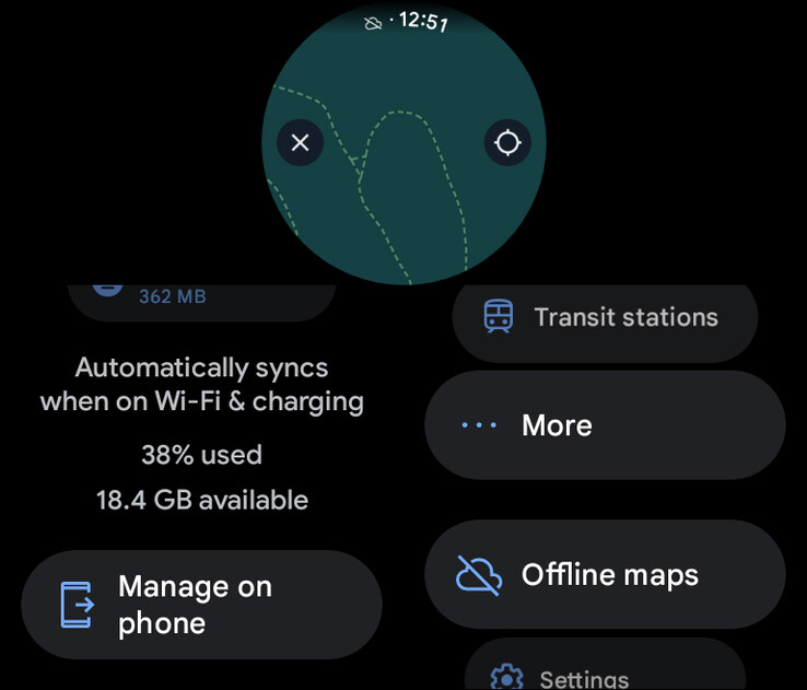 Funkcja map offline w Mapach Google dla Wear OS beta 11.140.0701.W (źródło obrazu: 9to5Google)