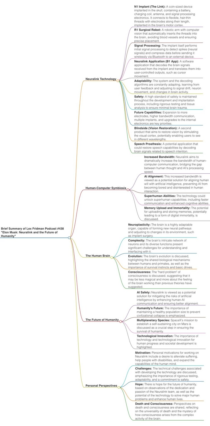 Podsumowanie wywiadu z zespołem Neuralink (źródło obrazu: Mind Branches)