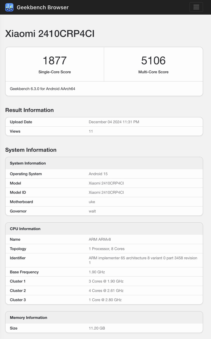 (Źródło obrazu: Geekbench)