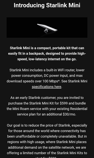 Zaproszenie na wersję próbną Starlink Mini