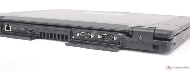 Tył: RJ-45 (1 Gb/s), USB-C 3.2 Gen. 2 z DisplayPort, USB-C z Thunderbolt 4 + DisplayPort + Power Delivery, HDMI, VGA, port szeregowy RS232
