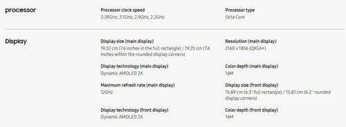 Galaxy Specyfikacja wyświetlacza Z Fold 6 (zdjęcie od Samsung)