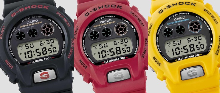 Nowy zegarek Casio DW-6900TR jest dostępny w trzech kolorach: czarnym, czerwonym i żółtym. (Źródło zdjęcia: Casio)