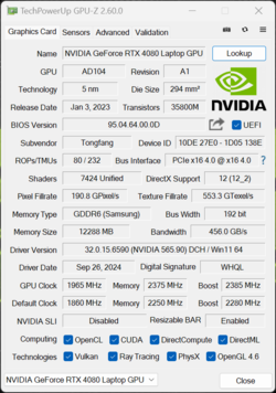 Laptop GPU-Z Nvidia GeForce RTX 4080