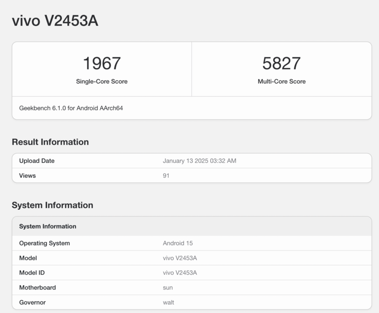 Zestawienie Geekbench potencjalnego iQoo Z10 Turbo Pro. (Źródło obrazu: Geekbench)