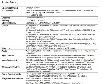 Specyfikacja komputera HP EliteBook 6 G1q Next-Gen AI. (Źródło obrazu: HP)