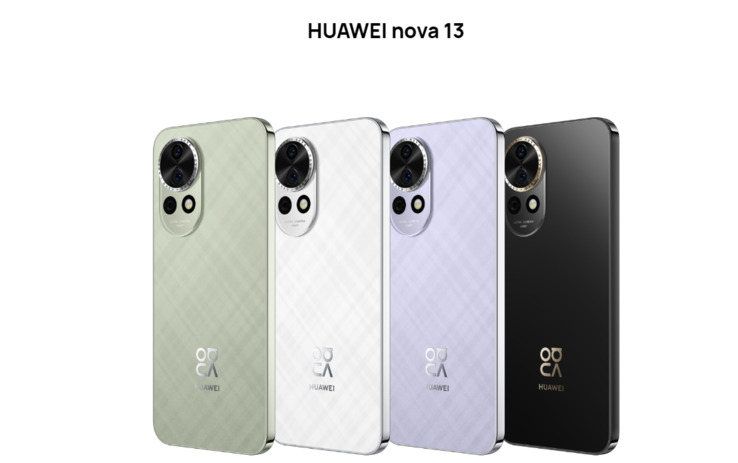 Huawei Nova 13 w kolorach czarnym, fioletowym, białym i zielonym (źródło zdjęcia: Huawei)