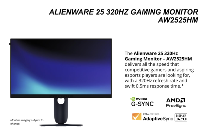 Alienware AW2525HM (źródło obrazu: Alienware)