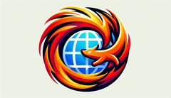 Artystyczne logo przeglądarki Firefox (Źródło: Obraz wygenerowany przez DALL-E 3)