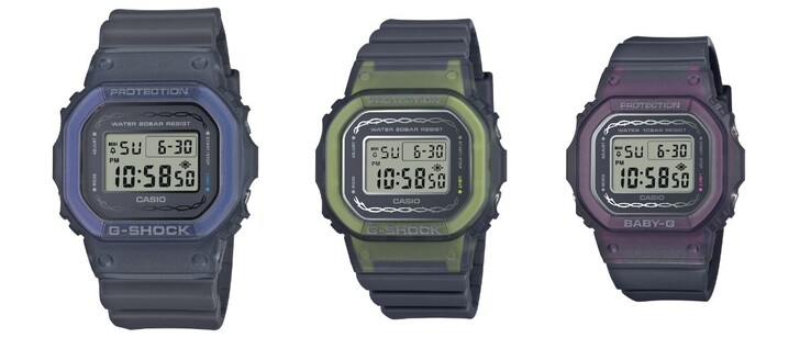 Od lewej do prawej: -5600RS-8JF, GMD-S5610RS-8JF i BGD-565RS-8JF. (Źródło zdjęcia: Casio)