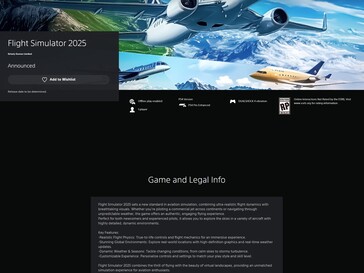 Strona Flight Simulator 2025 w PlayStation Store (źródło obrazu: zrzut ekranu, PlayStation Store)