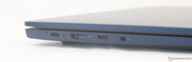 Po lewej: 2x USB-C (5 Gb/s) z Power Delivery 3.0 + DisplayPort 1.4, HDMI 1.4, zestaw słuchawkowy 3,5 mm