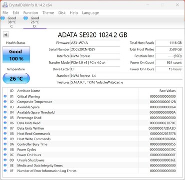 ADATA SE920 działa z PCIe 4.0 x4