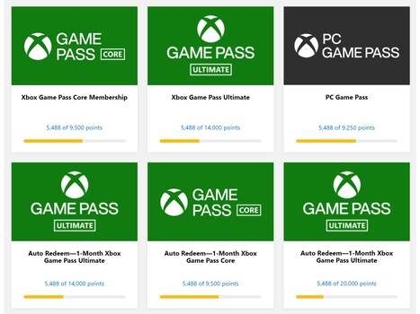 Zmiany w realizacji nagród Xbox Game Pass (źródło obrazu: strona internetowa Microsoft Rewards)