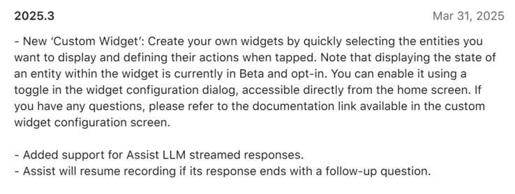 Informacje o wydaniu aplikacji Home Assistant w wersji 2025.3. (Źródło obrazu: Home Assistant)