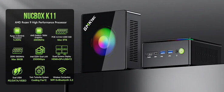 K11: mini PC jest wyposażony w oświetlenie RGB. (Źródło obrazu: GMKtec)