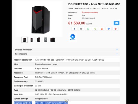 Zestawienie komputerów do gier Acer Nitro 50 RTX 5060 (źródło obrazu: VideoCardz)