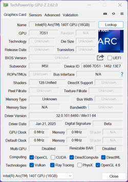 GPU-Z Intel Arc Graphics 140T