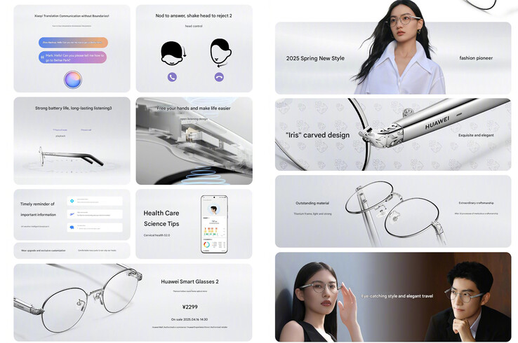 Główne cechy inteligentnych okularów (źródło obrazu: Huawei - tłumaczenie maszynowe)